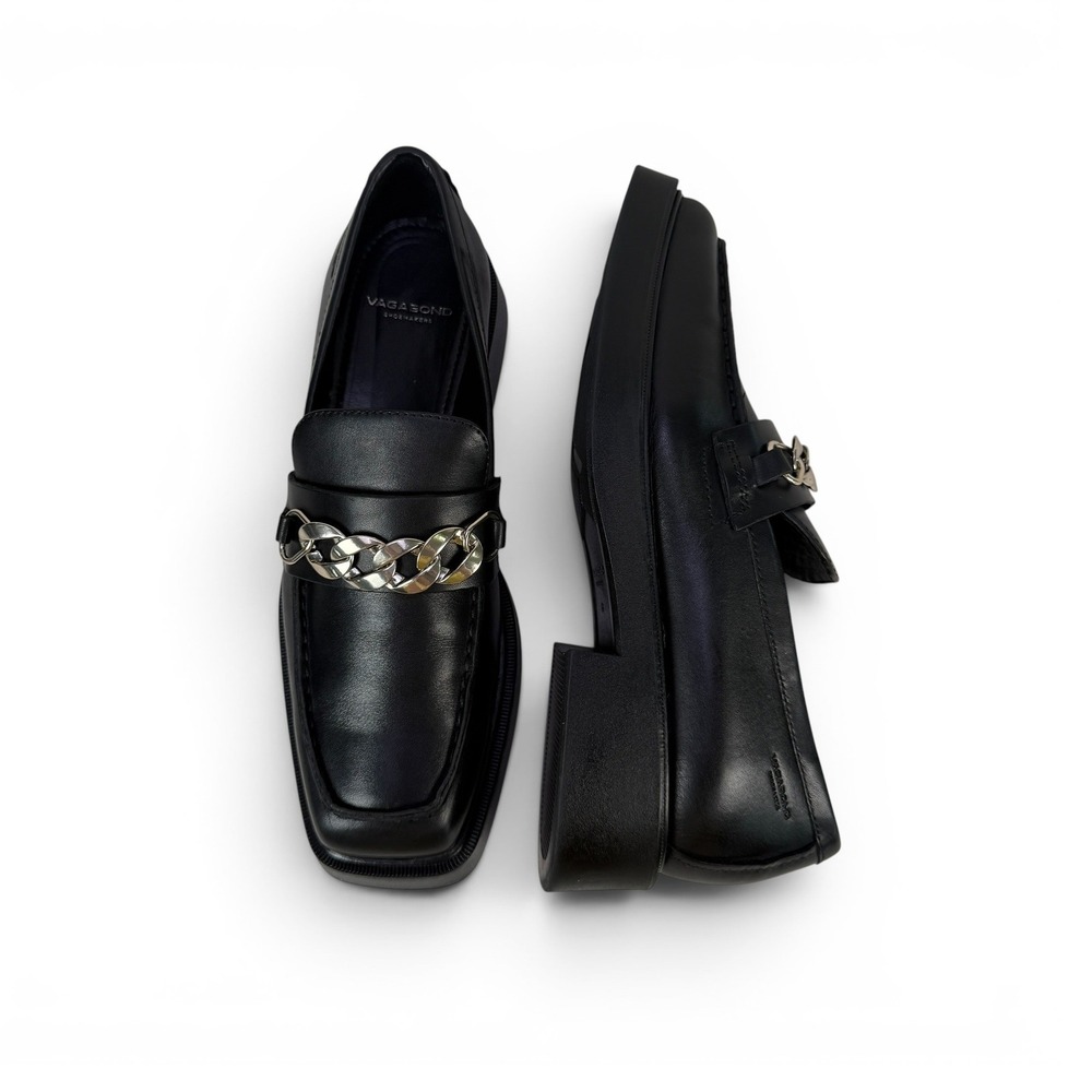Vagabond Jillian Loafers Womens 8 EU 38‎ Black Leather Chain Platform Shoes